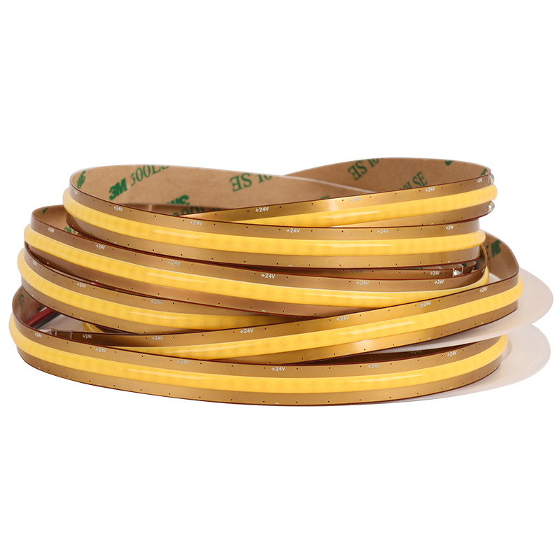 A coil of flexible LED strip lights, featuring a durable backing and evenly spaced LED chips for consistent lighting performance across various applications.