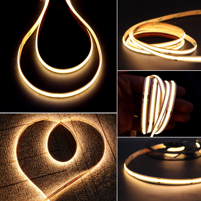 Flexible LED strip lights, easy to shape and bend into creative designs, offering warm and consistent lighting for various applications