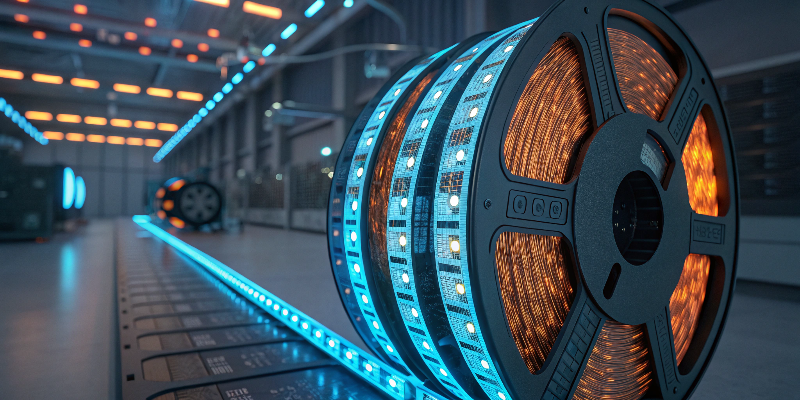 LED strip light production, high-quality lighting in a factory setting