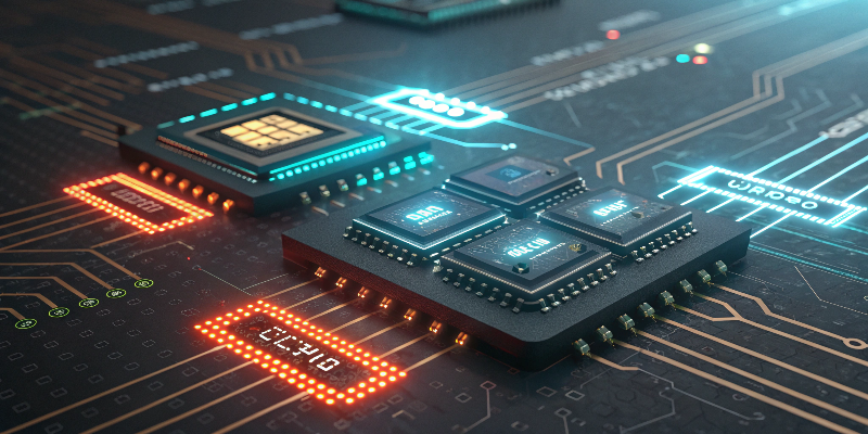 Circuit board components Close-up of electronic components on a circuit board