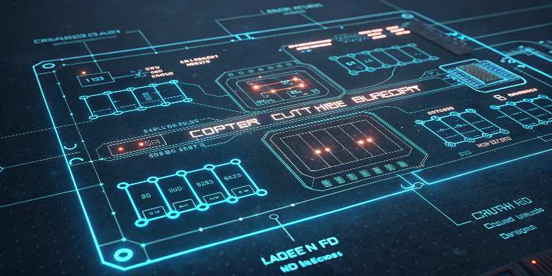 Futuristic digital blueprint of an electronic circuit