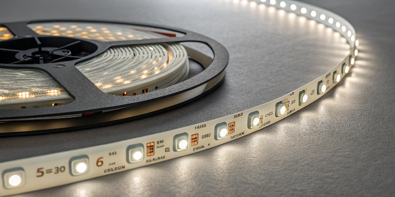 Bright white LED strip light roll with high-density chips