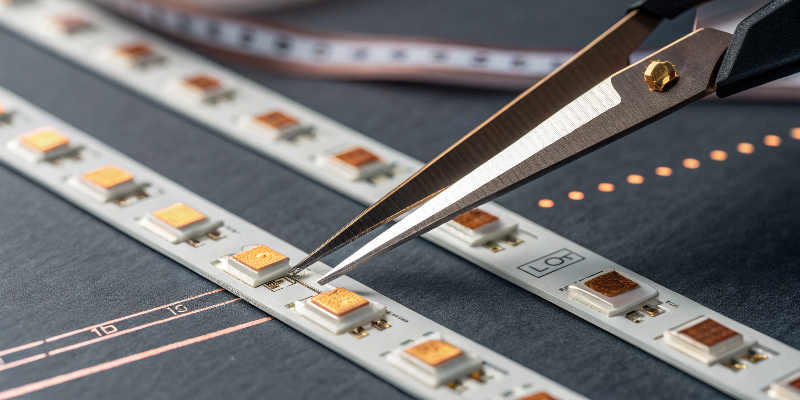 Precision cutting of an LED strip light for customization