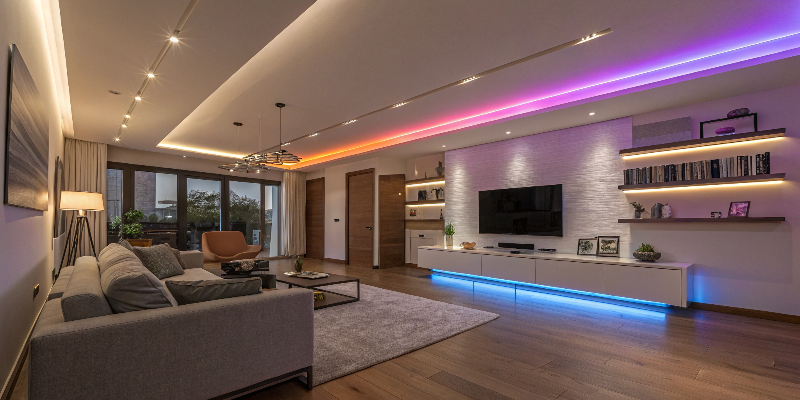 LED strip lighting decor modern living room with led strip lights