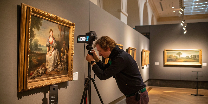 Gallery Lighting Photography Photographer capturing artwork under gallery LED lighting