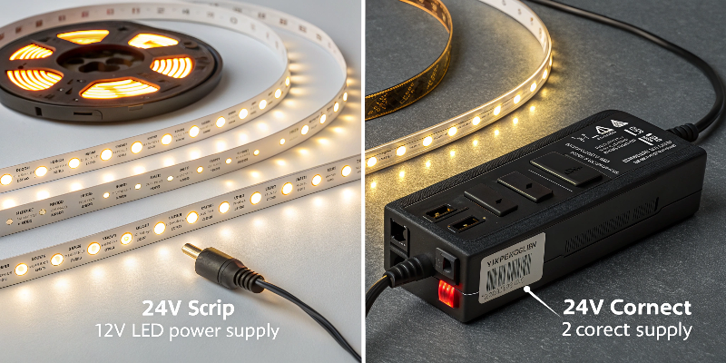 Comparison of 12V and 24V LED strip power supply systems