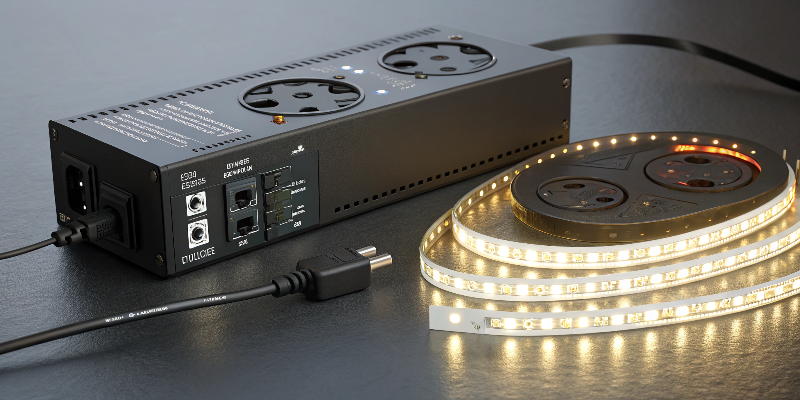 LED strip light connected to a smart power management unit