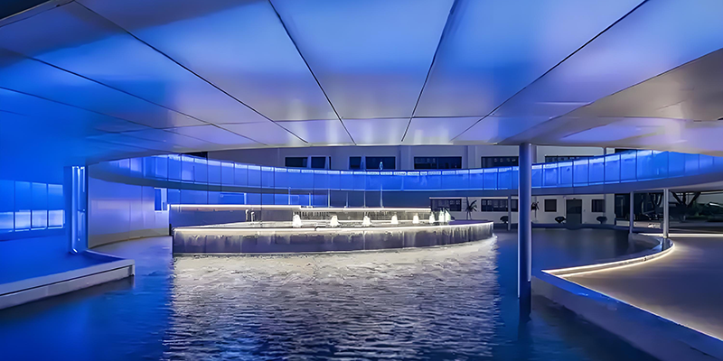 architectural led lighting around fountain