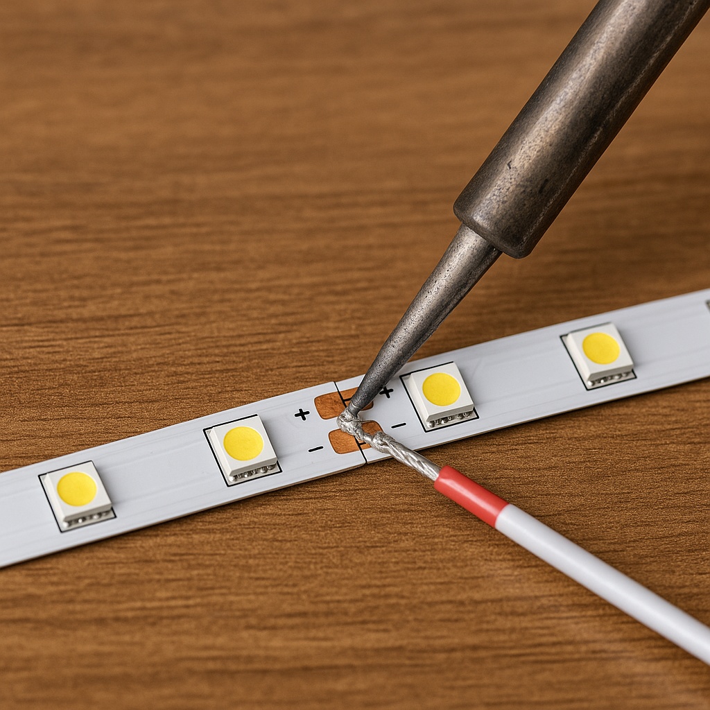 Soldering LED strip connection