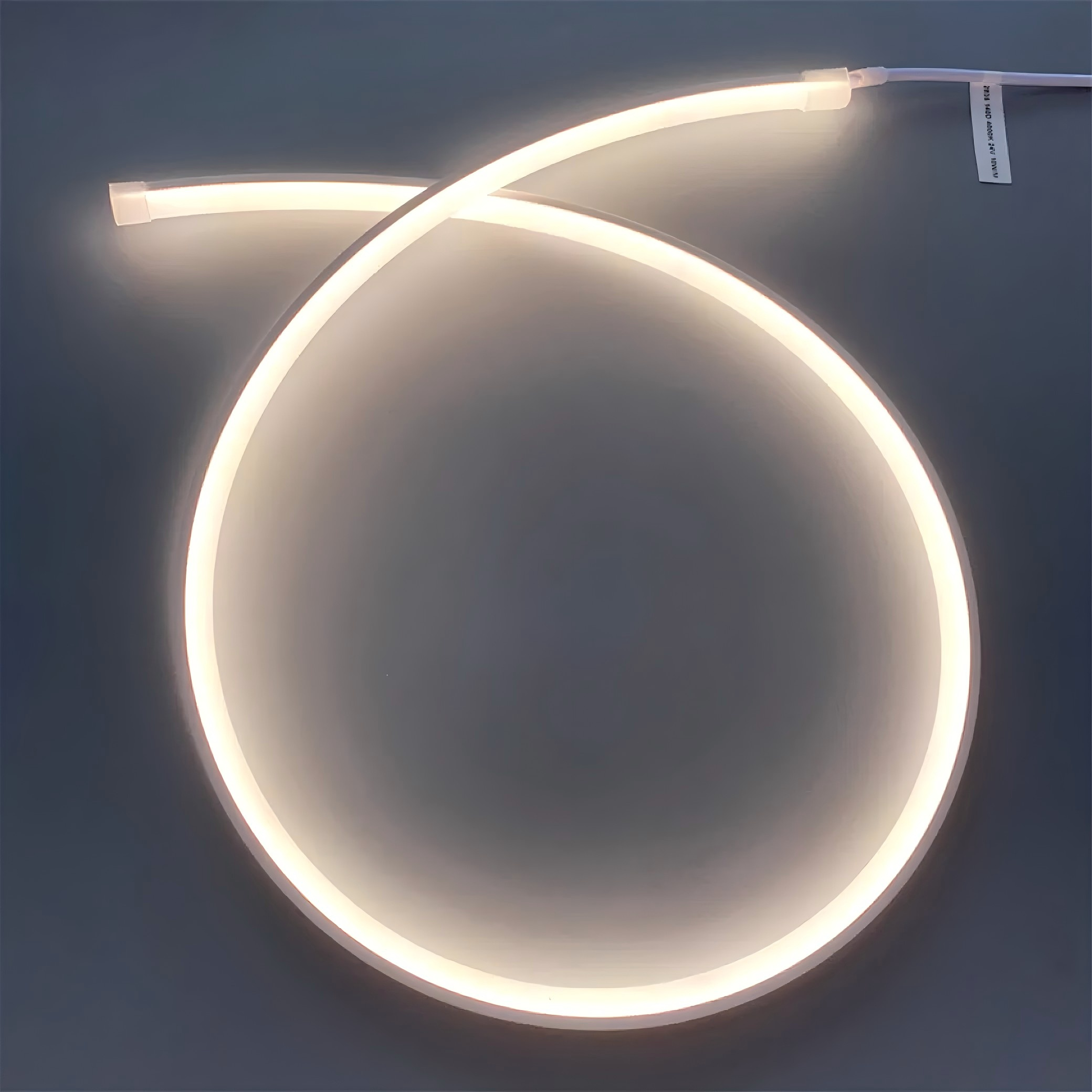 Flexible IP66-rated LED strip light with smooth, dotless illumination, glowing evenly along its length.