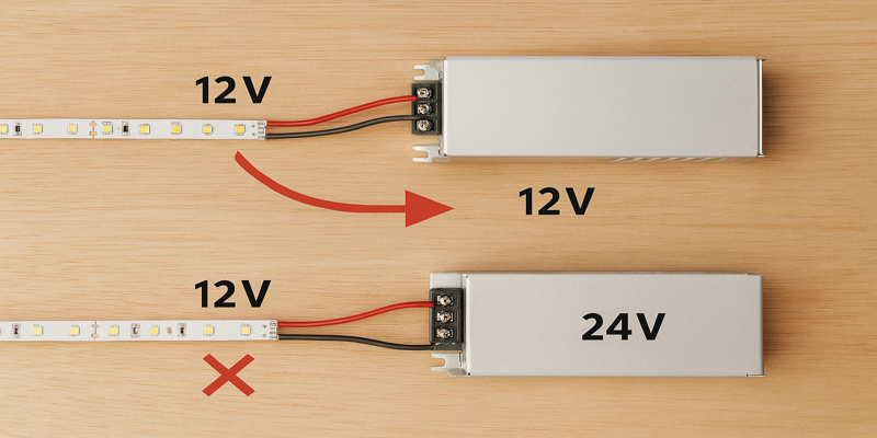 correct led strip power supply connection