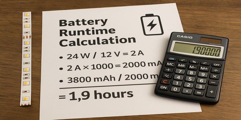 Battery usage tip led strip battery runtime calculation guide
