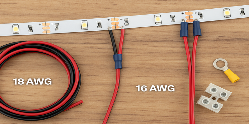 Wire gauge guide 16 awg vs 18 awg wire for led strips