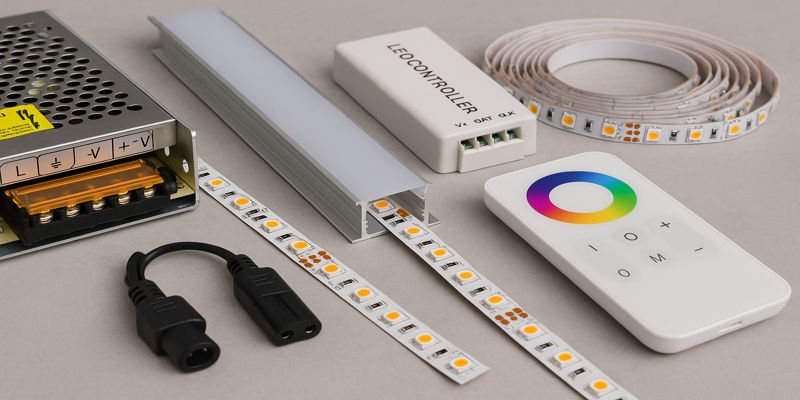 led strip light kit with controller and power supply