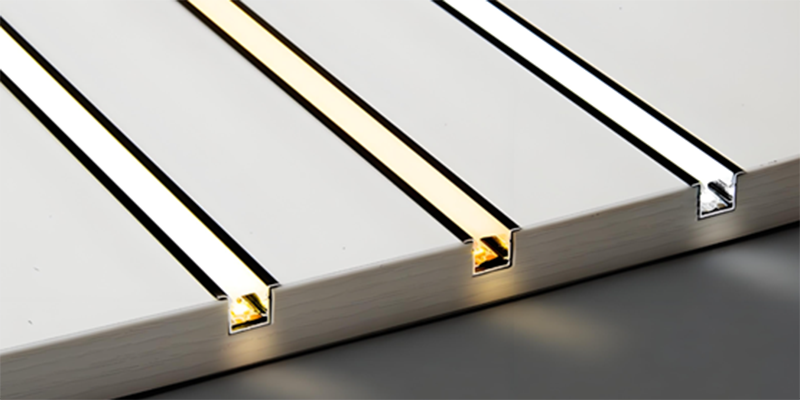 Recessed LED strip lights in aluminum channels