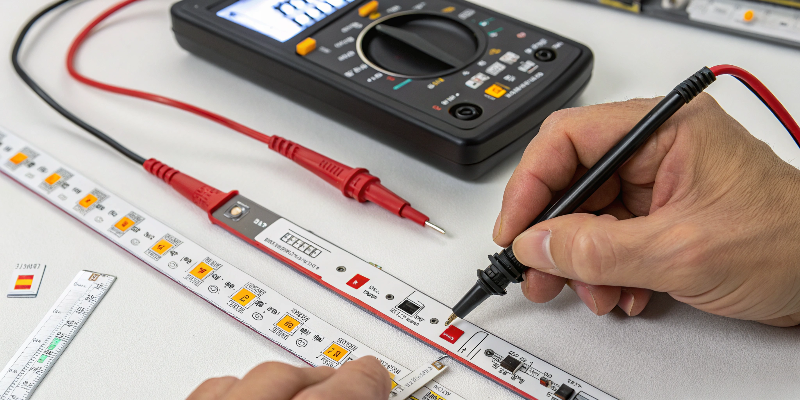 Testing LED strip light with multimeter