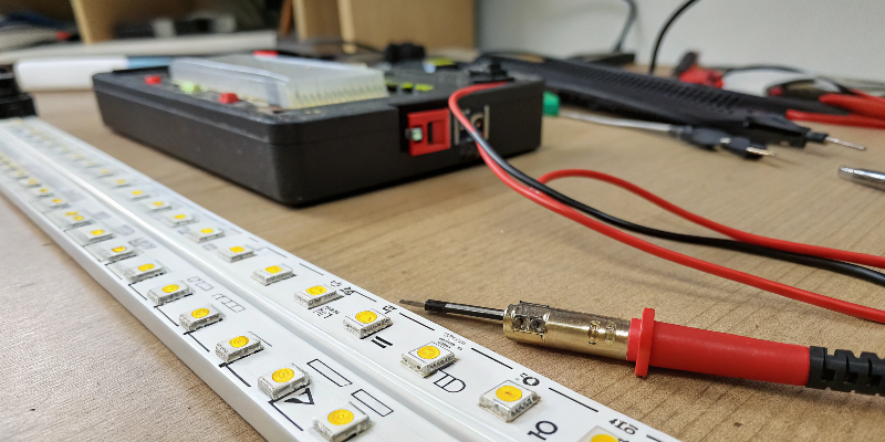 LED strip light module with testing probe