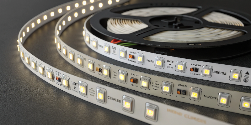 close-up of led strip lights, high density smd chips