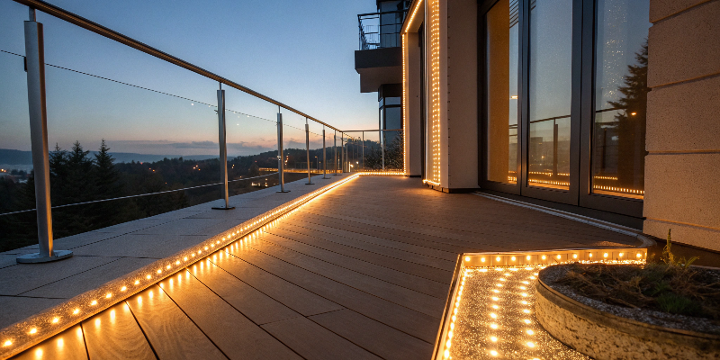 outdoor led lighting balcony illuminated with led strip lights