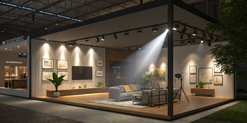 modern lighting booth with spotlights