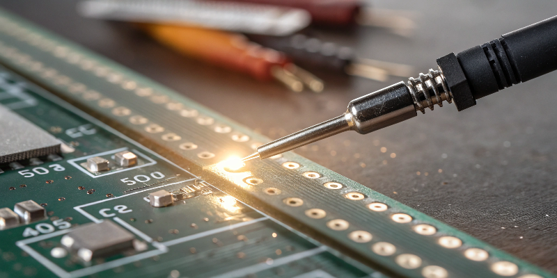 LED PCB Soldering Soldering electronic components on LED PCB