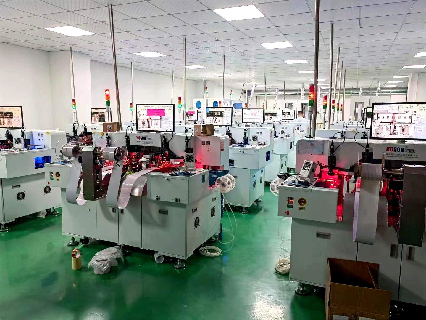 Fully automated LED strip production line with high-speed bonding and inspection machines in a clean manufacturing environment