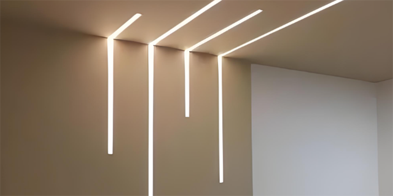 vertical ceiling to wall led strip lights, stylish linear lighting design