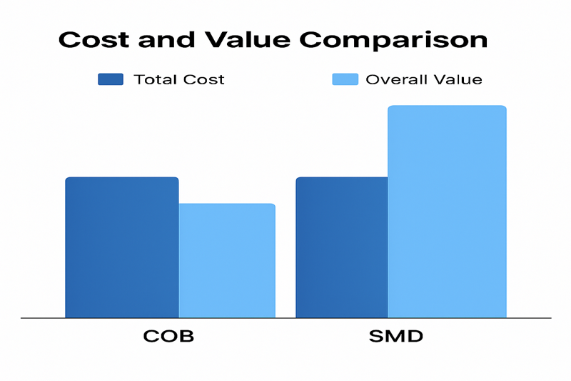 Cost and Value Chart COB vs SMD total cost and value comparison