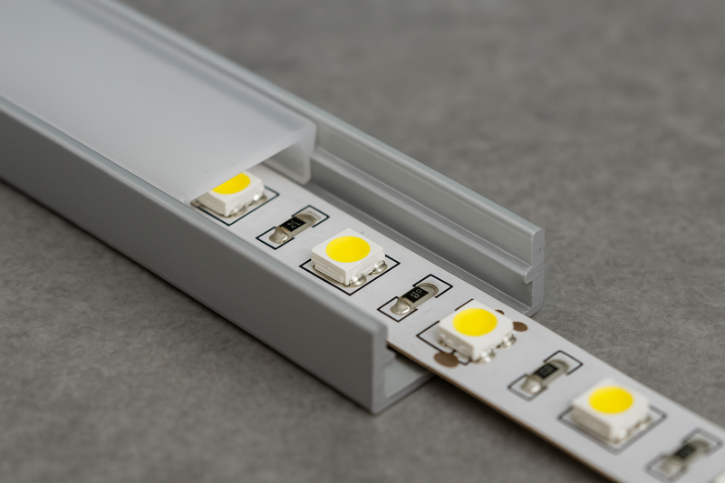 LED Strip Mounted in Aluminum Channel for Heat Dissipation