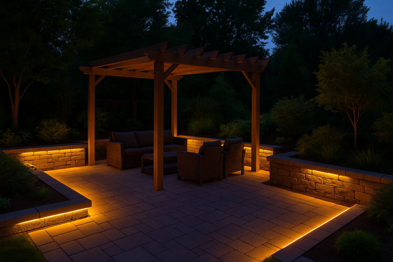 Outdoor Area with Well-Chosen LED Strip Brightness and Color