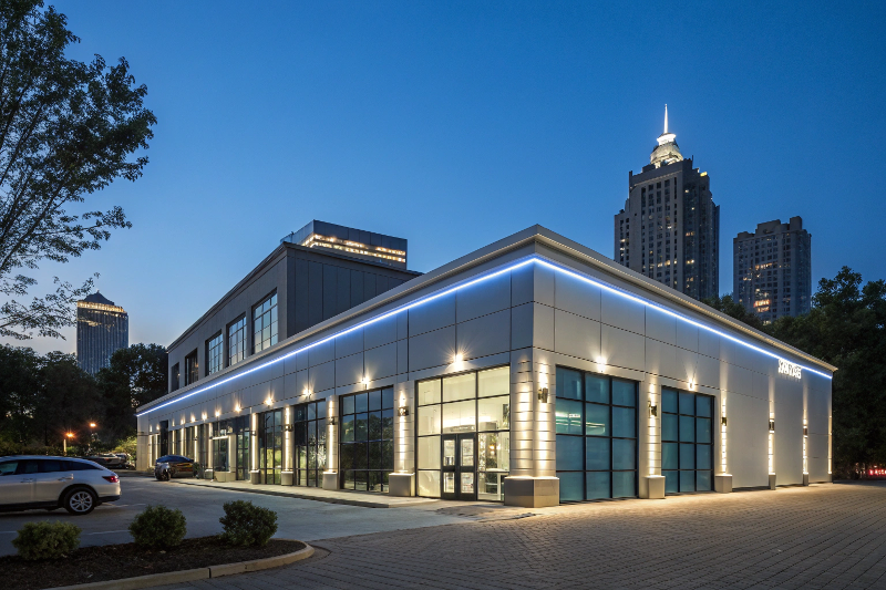 Commercial Building with LED Strip Lighting