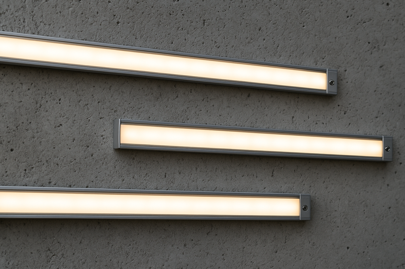 LED Strip Lights Mounted Securely in Aluminum Channels on an Outdoor Concrete Wall