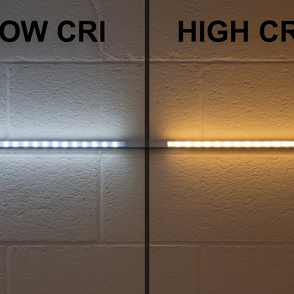 Side-by-side comparison of low vs high CRI LED strips