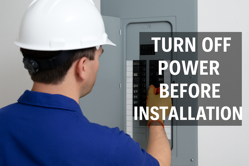 Electrician Turning Off Main Power Breaker Before Electrical Work