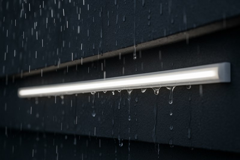 Weatherproof Design Waterproof LED strip on exterior wall under rain