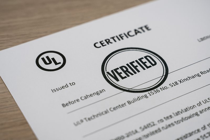 An official-looking document, like a UL certificate or an LM-80 test report, with a