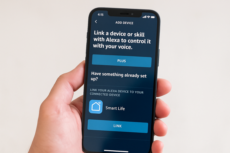 A screenshot showing the simple process of linking a new device or skill, like 